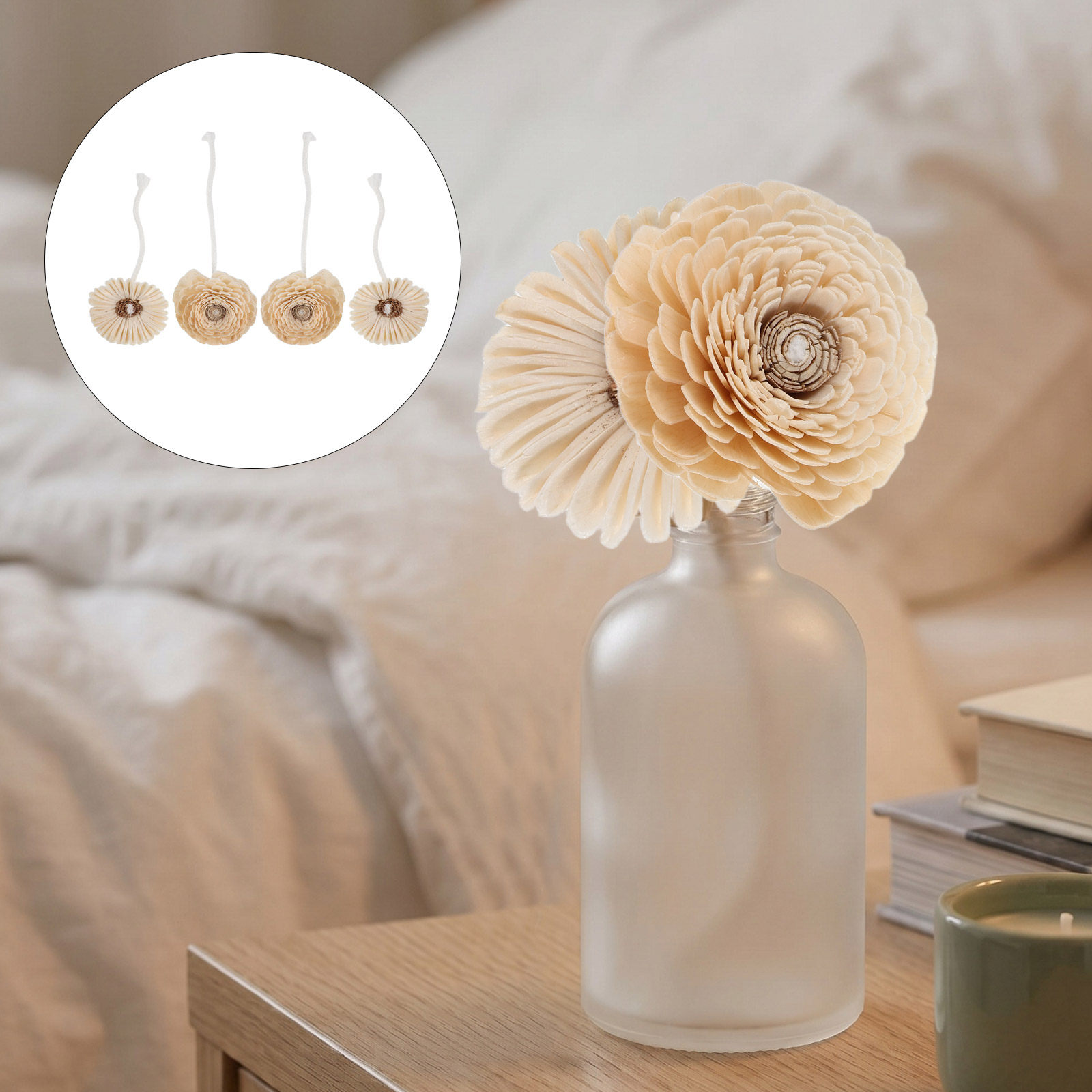 Home Fragrance Leather Diffuser - 4개입 꽃 모양 디퓨저 스틱 인조