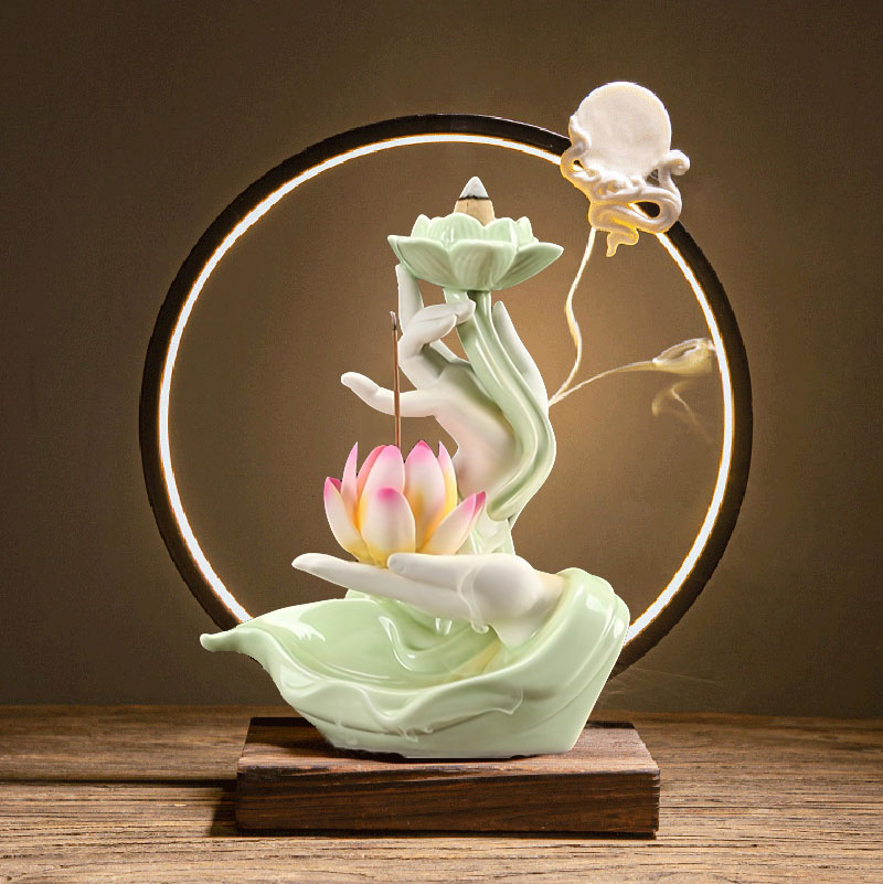 Home Fragrance Zen - 세라믹 퍼플 샌드 백플로우 향로, 선불교