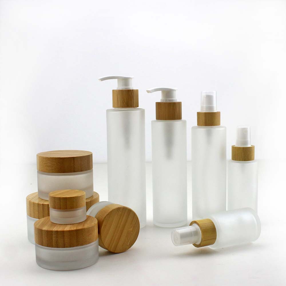 Home Fragrance Jar - 천연 대나무 향수 병 젖빛 유리