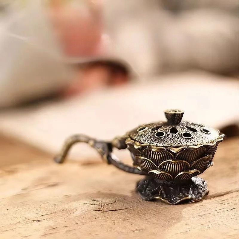Home Fragrance Zen - 합금 연꽃 향로, 홈 데코, 명상,