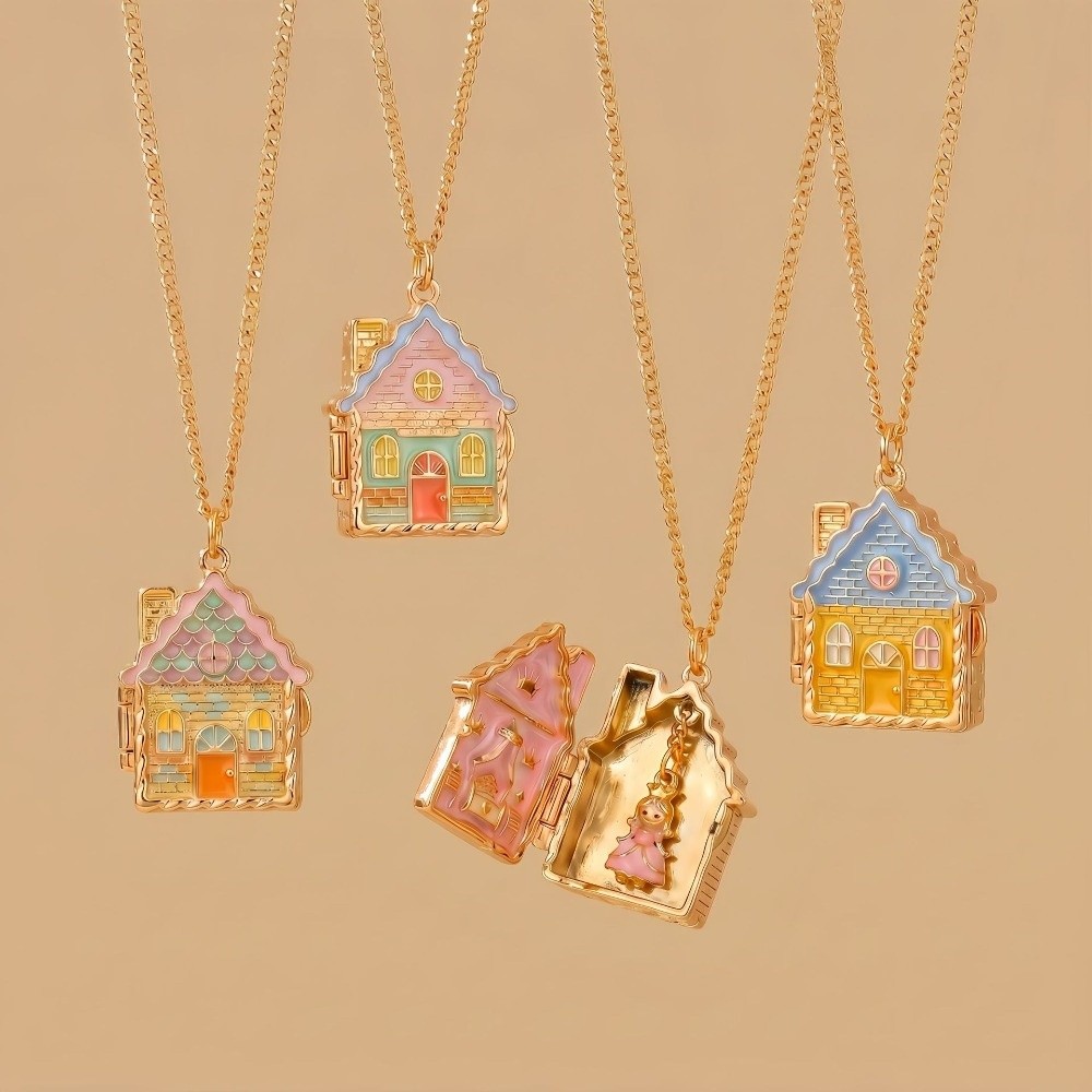 Home Fragrance Gingerbread - 화려한 진저브레드 하우스 목걸이, 열고 닫는
