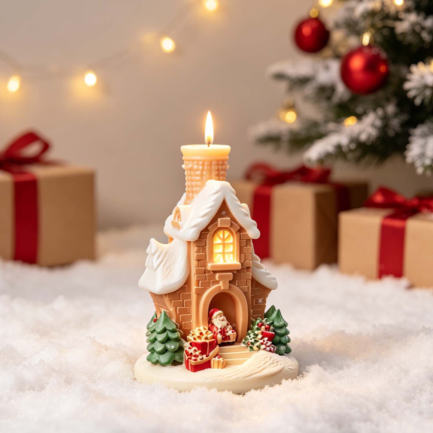 Home Fragrance Gingerbread - 3D 산타 크리스마스 스노우 하우스 실리콘