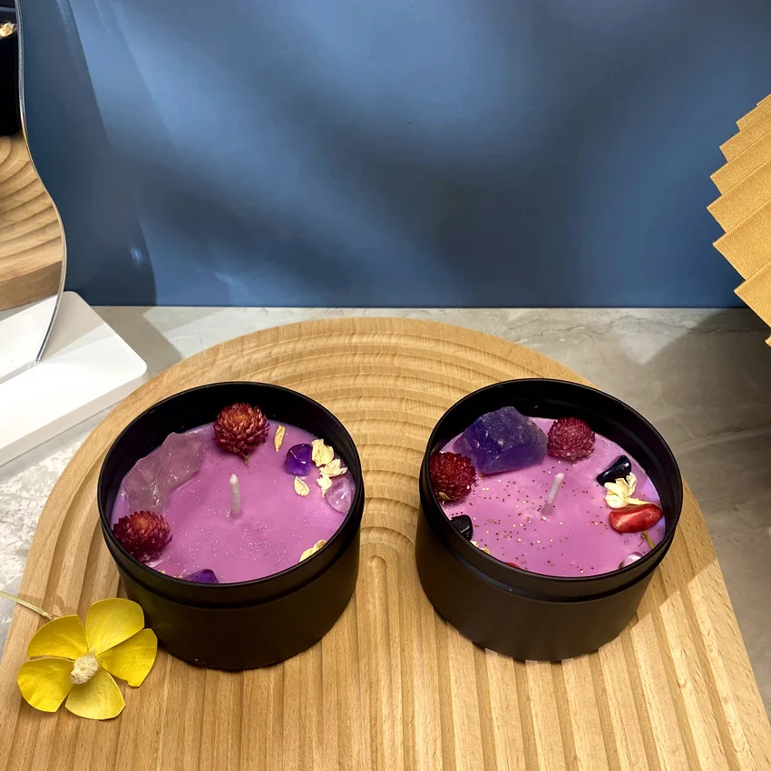 드라이 플라워 크리스탈 스톤 향 캔들, 블랙 틴플레이트 - Home Fragrance Jar 리뷰 및 가격