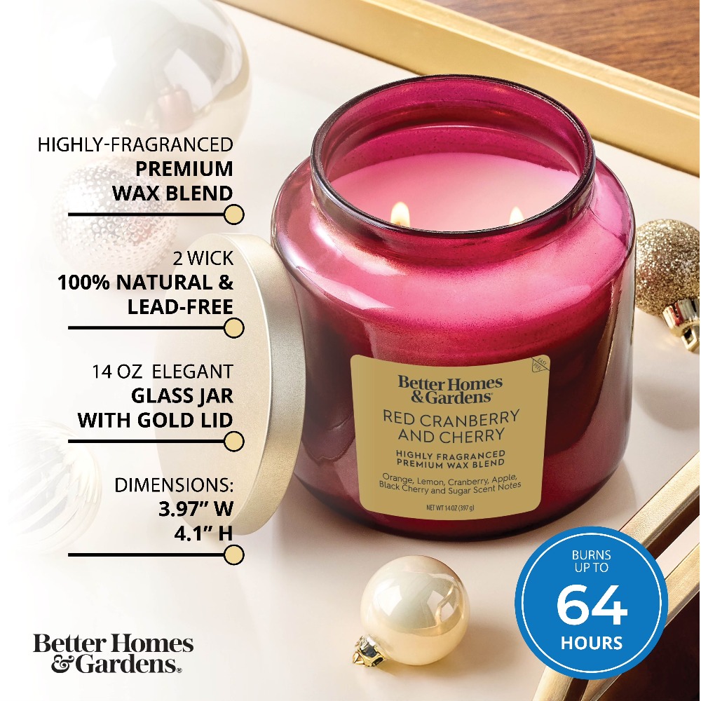 빨간 유리병 양초, 금색 뚜껑, 레드 크랜베리 체리 향 - Home Fragrance Jar 리뷰 및 가격